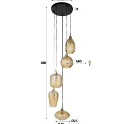 Hanglamp 5L V-shape Pattern getrapt Hanglampen