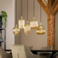 Online Hanglamp Stripe Glass Mix 5-lichts Hanglampen