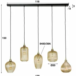 Online Hanglamp Stripe Glass Mix 5-lichts Hanglampen