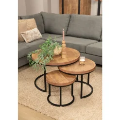 Best Salontafel Borneo, set van 3 Salontafels Chevron-Right