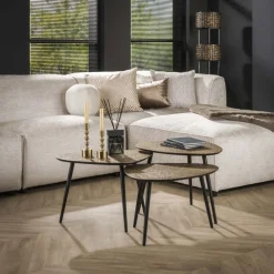 Salontafel driehoekig metallic, set van 3 Salontafels Chevron-Right