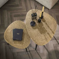 Discount Salontafel Driehoekig Metallic, Set Van 2 Salontafels Chevron-Right