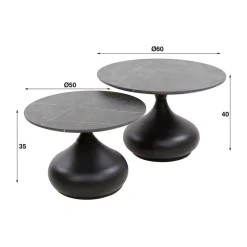 Discount Salontafel Drop Shape set van 2 Salontafels Chevron-Right