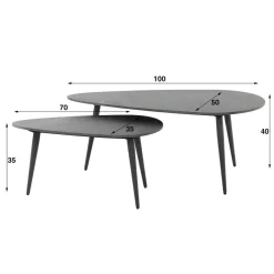 Online Salontafel Niervormig Ceramic, Set Van 2 Salontafels Chevron-Right