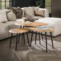 Salontafel Organisch, Set van 3 Salontafels Chevron-Right