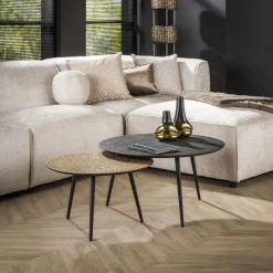Clearance Salontafel Rond Metallic, set van 2 Salontafels Chevron-Right