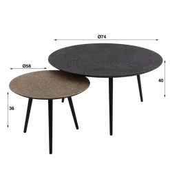 Clearance Salontafel Rond Metallic, set van 2 Salontafels Chevron-Right