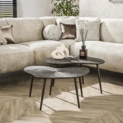 Sale Salontafel set/2 Brown Ray Metal leaf Salontafels Chevron-Right