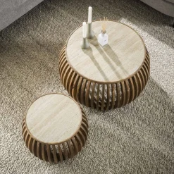Best Salontafel set/2 curve Nuovo travertin Salontafels Chevron-Right