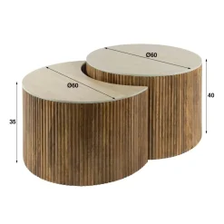 Outlet Salontafel set/2 halfrond Nuovo travertin Salontafels Chevron-Right