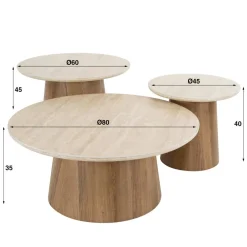 Sale Salontafel set/3 Romano rond Salontafels Chevron-Right