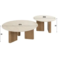 Outlet Salontafel set/2 Romano rond Salontafels Chevron-Right