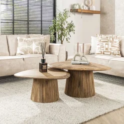 New Salontafel set/2 wave driehoekig blad Salontafels Chevron-Right