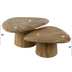 New Salontafel set/2 wave driehoekig blad Salontafels Chevron-Right